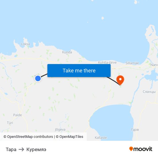 Tapa to Куремяэ map