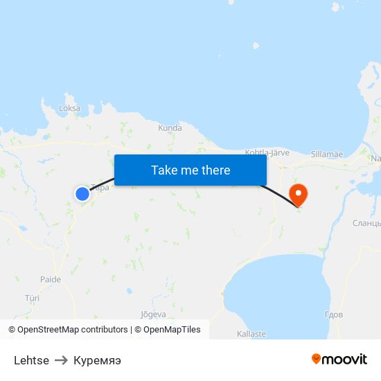 Lehtse to Куремяэ map