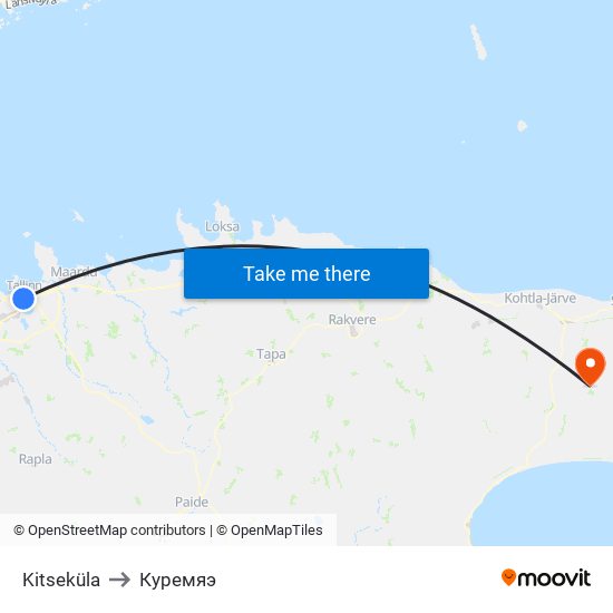 Kitseküla to Куремяэ map