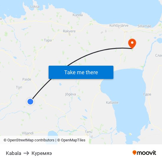 Kabala to Куремяэ map