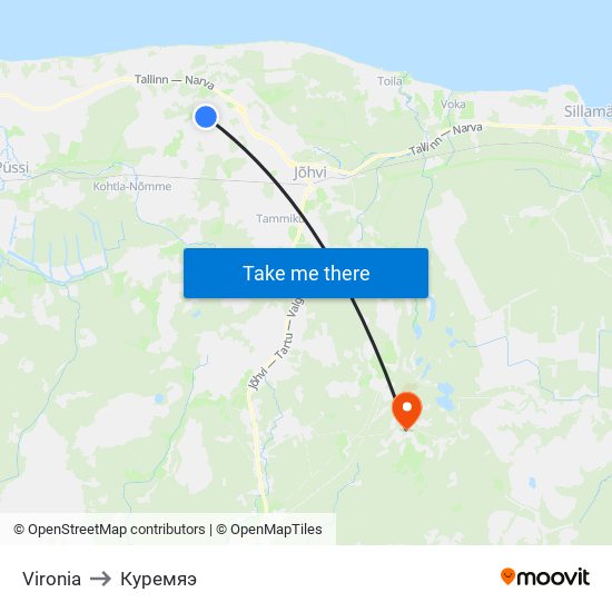 Vironia to Куремяэ map