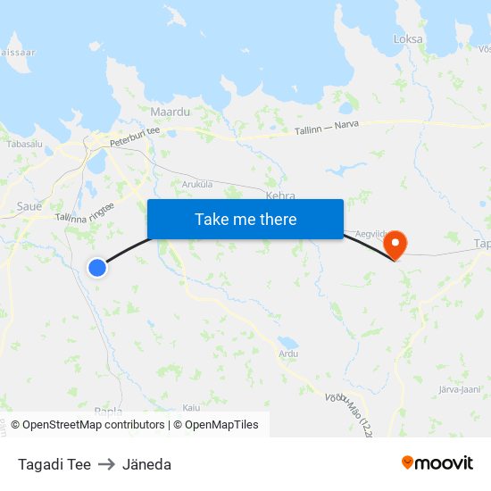 Tagadi Tee to Jäneda map