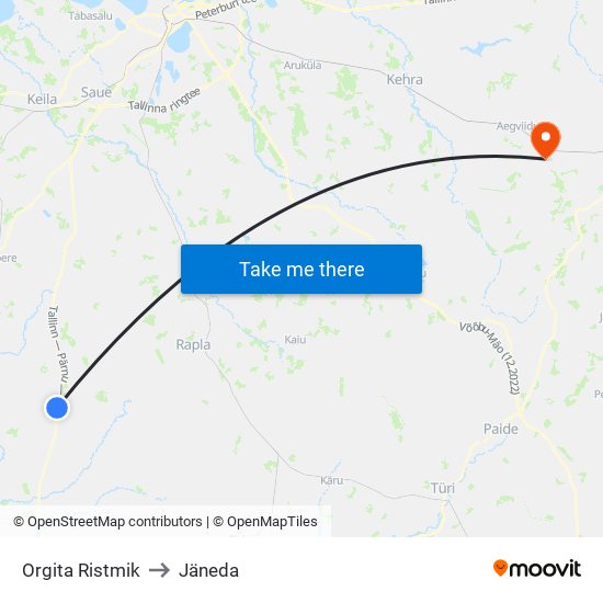 Orgita Ristmik to Jäneda map