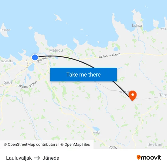 Lauluväljak to Jäneda map
