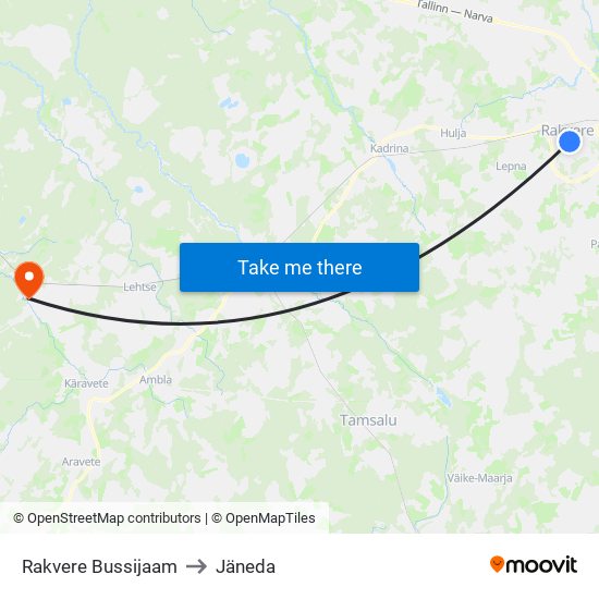 Rakvere Bussijaam to Jäneda map