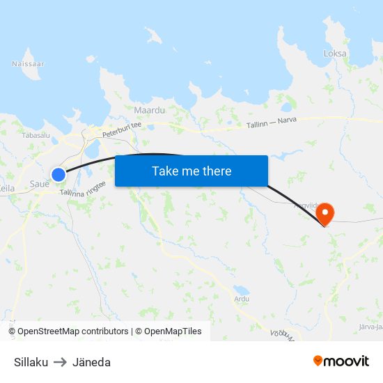 Sillaku to Jäneda map