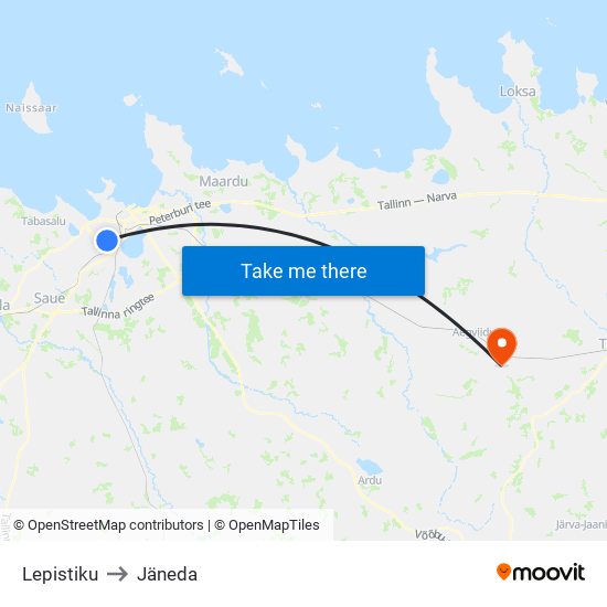 Lepistiku to Jäneda map