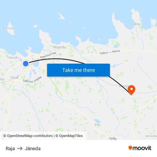 Raja to Jäneda map