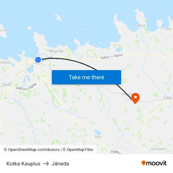 Kotka Kauplus to Jäneda map