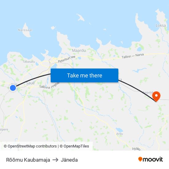 Rõõmu Kaubamaja to Jäneda map