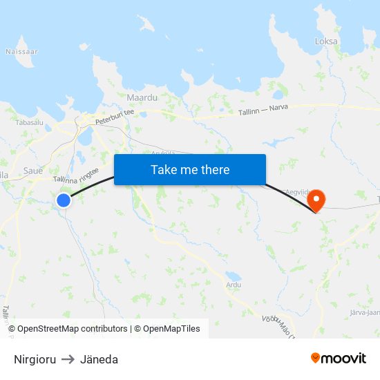 Nirgioru to Jäneda map