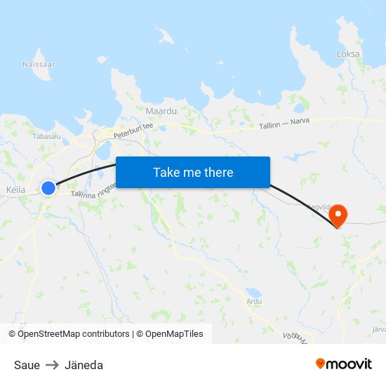 Saue to Jäneda map