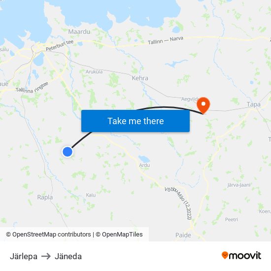 Järlepa to Jäneda map