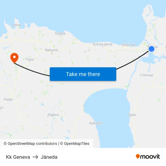 Kk Geneva to Jäneda map