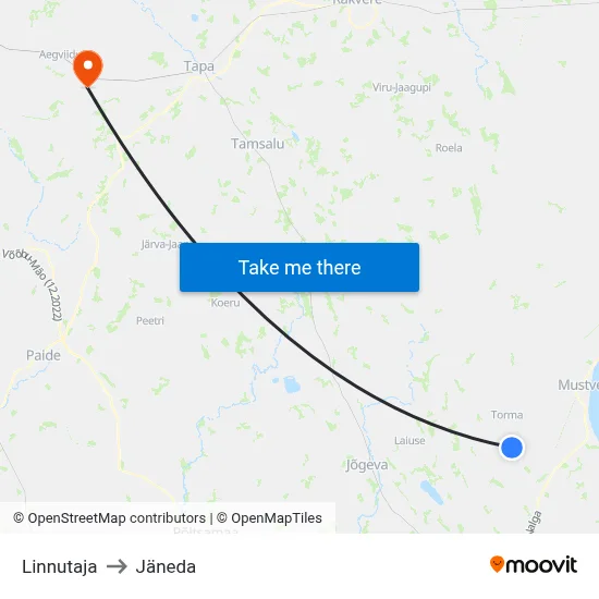 Linnutaja to Jäneda map