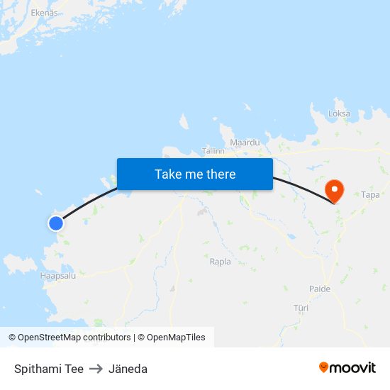 Spithami Tee to Jäneda map