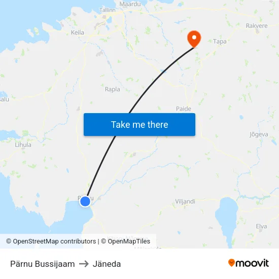 Pärnu Bussijaam to Jäneda map
