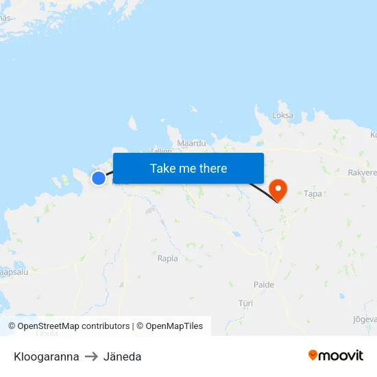 Kloogaranna to Jäneda map