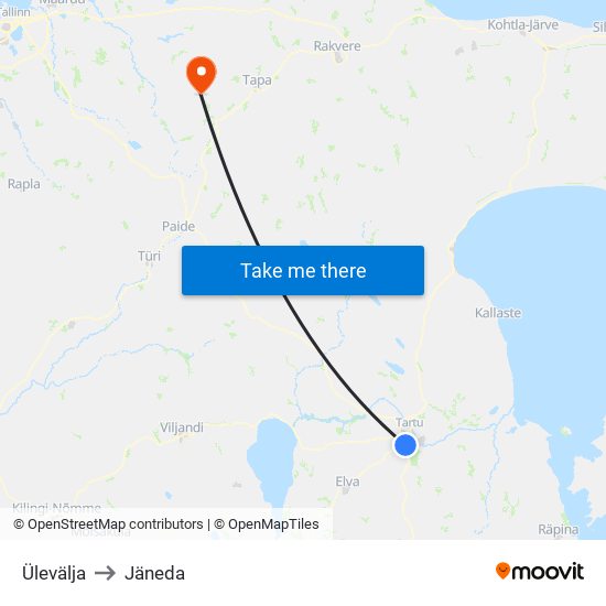 Ülevälja to Jäneda map