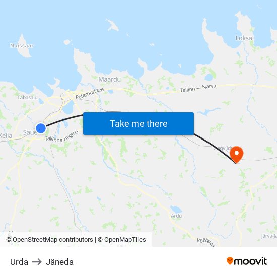 Urda to Jäneda map