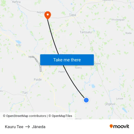 Kauru Tee to Jäneda map