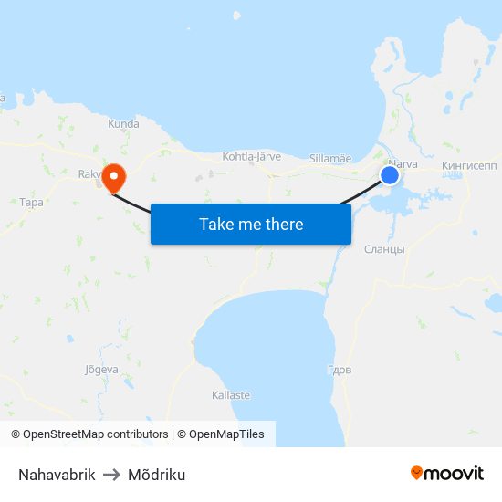 Nahavabrik to Mõdriku map