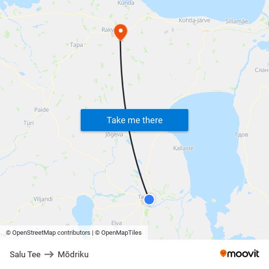 Salu Tee to Mõdriku map