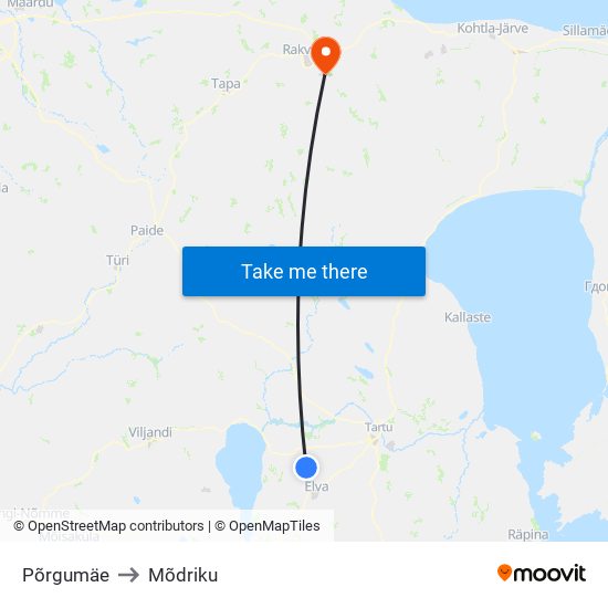 Põrgumäe to Mõdriku map