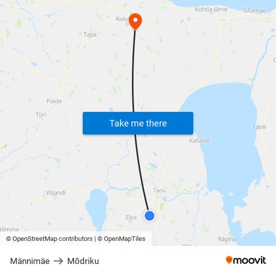 Männimäe to Mõdriku map