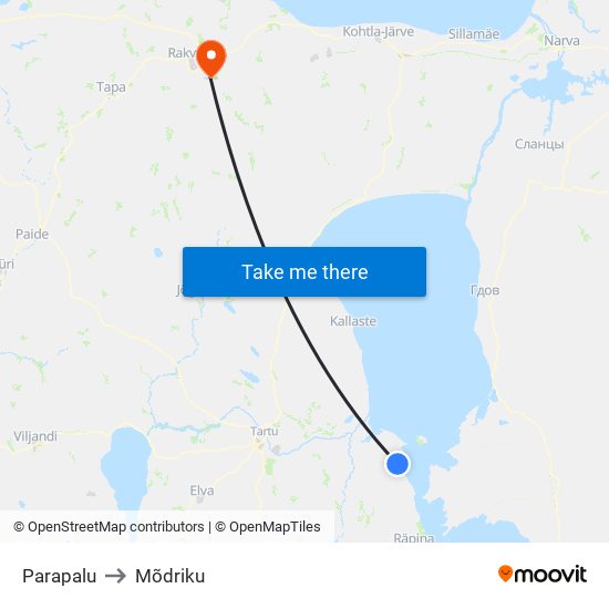 Parapalu to Mõdriku map