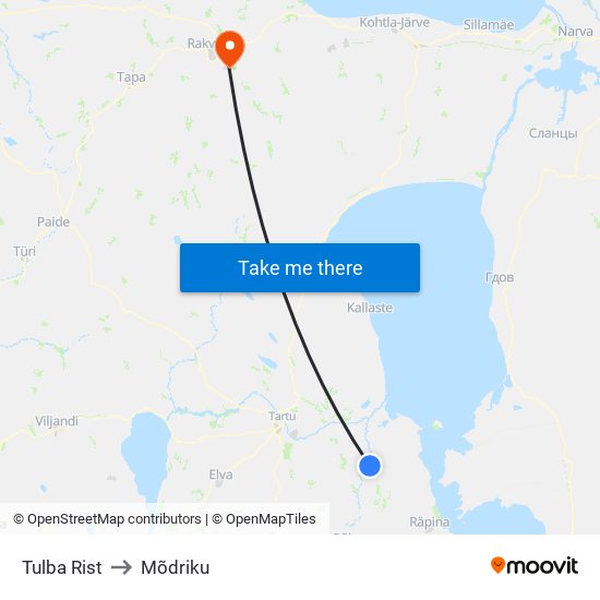 Tulba Rist to Mõdriku map