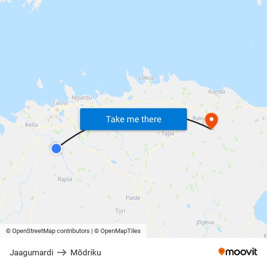 Jaagumardi to Mõdriku map