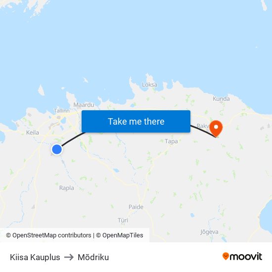 Kiisa Kauplus to Mõdriku map