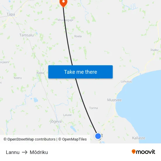 Lannu to Mõdriku map