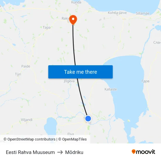 Eesti Rahva Muuseum to Mõdriku map