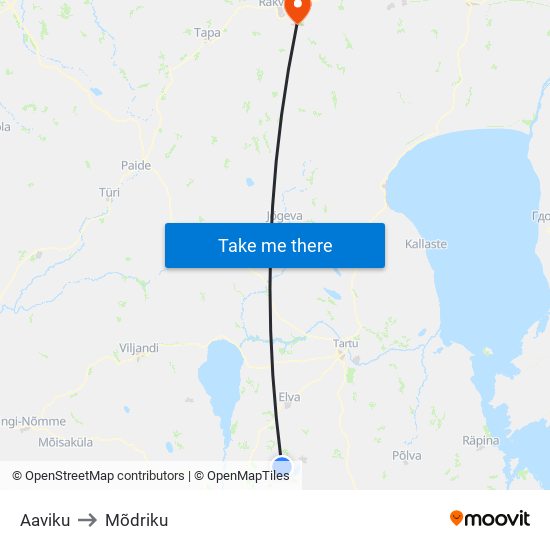 Aaviku to Mõdriku map