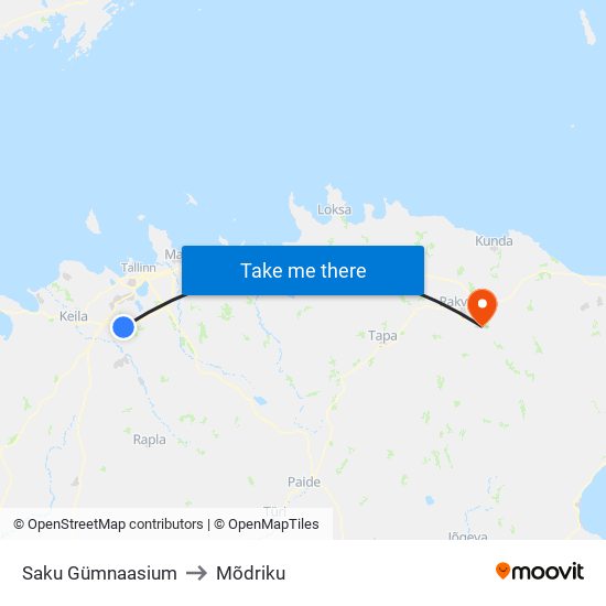 Saku Gümnaasium to Mõdriku map