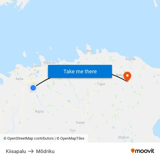 Kiisapalu to Mõdriku map