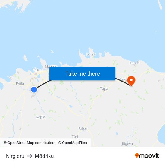 Nirgioru to Mõdriku map