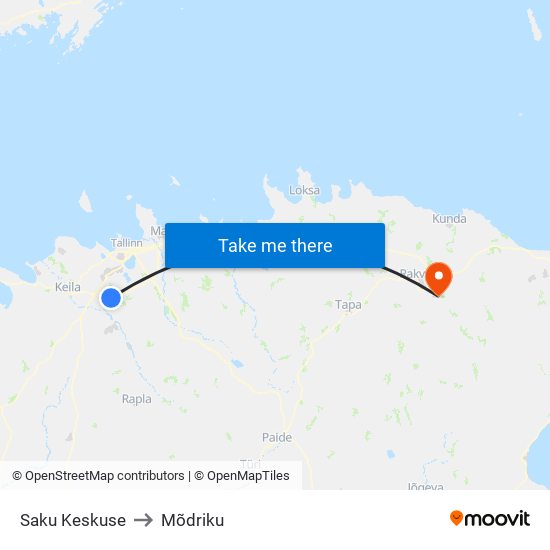 Saku Keskuse to Mõdriku map