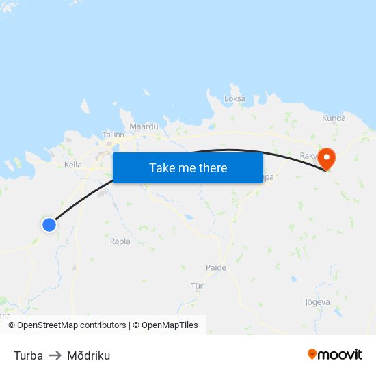 Turba to Mõdriku map