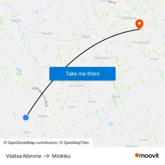 Väätsa-Nõmme to Mõdriku map