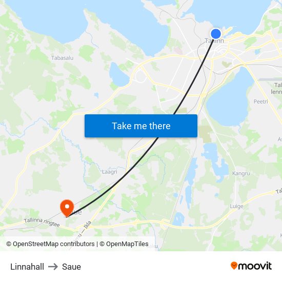 Linnahall to Saue map