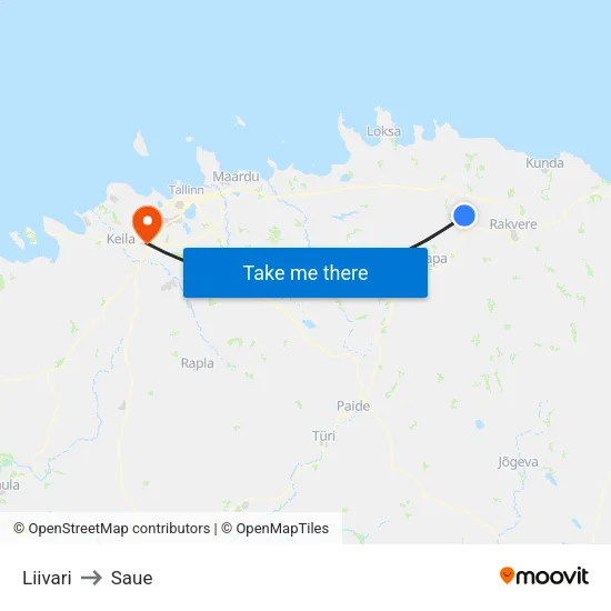 Liivari to Saue map