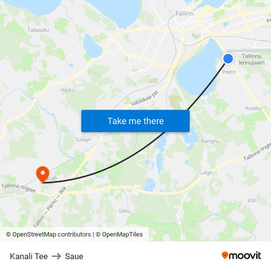 Kanali Tee to Saue map