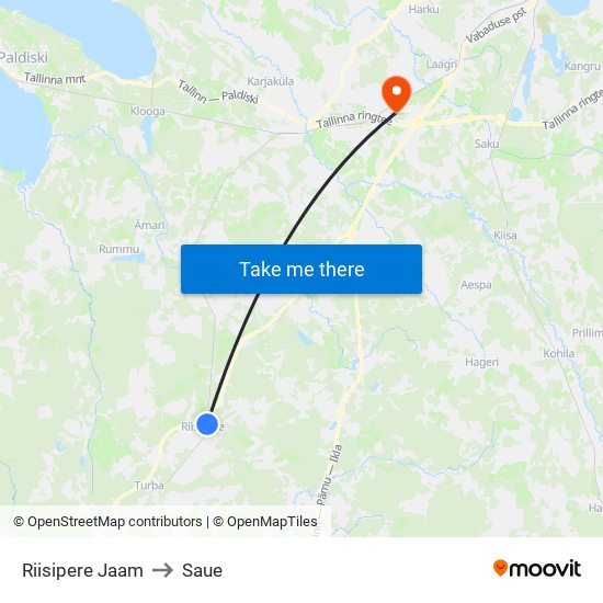 Riisipere Jaam to Saue map