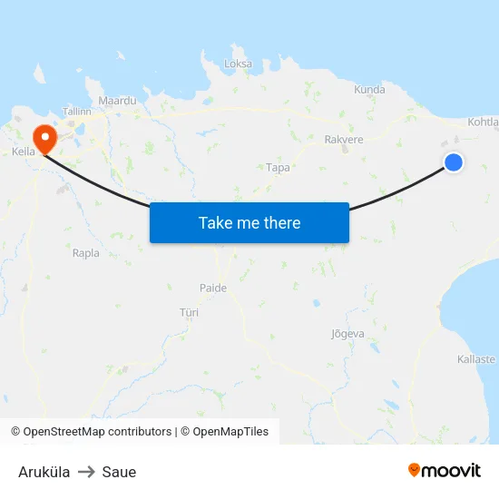 Aruküla to Saue map