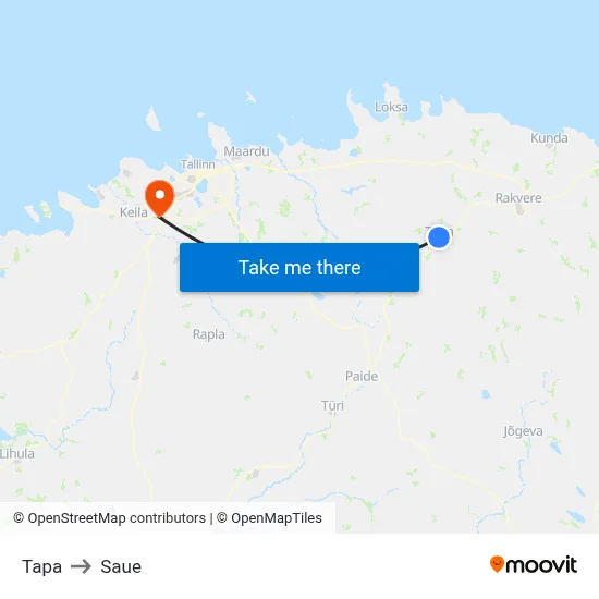 Tapa to Saue map