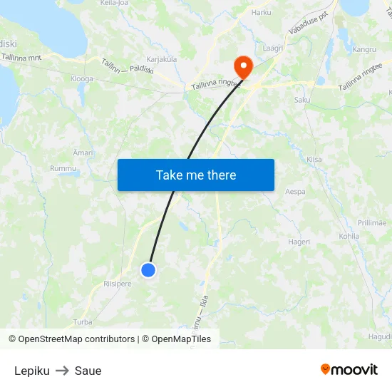Lepiku to Saue map