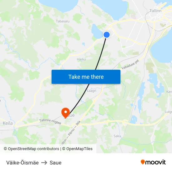 Väike-Õismäe to Saue map